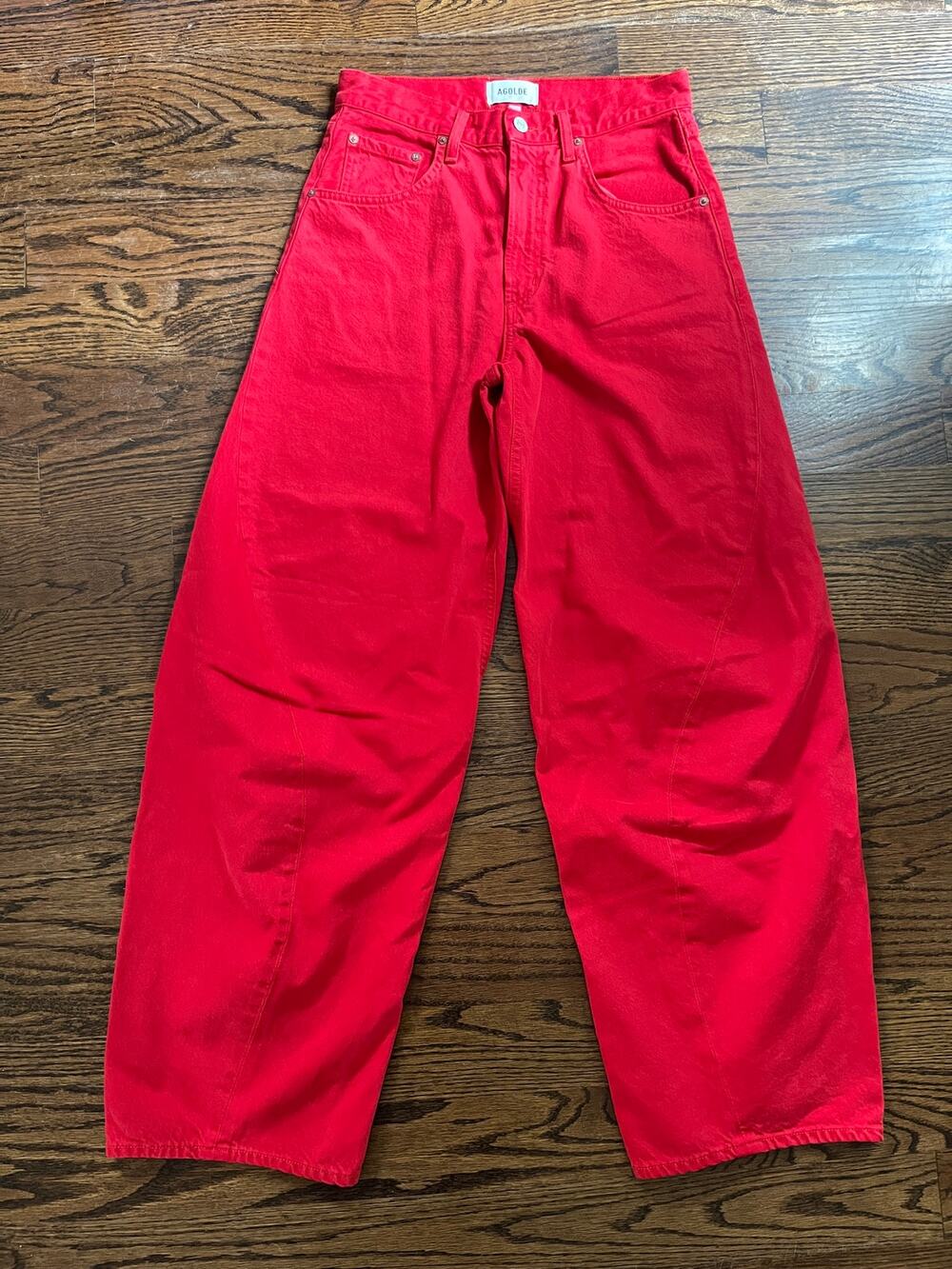 Agolde twist wide barrel leg jeans women’s Sz. 25 red tomato